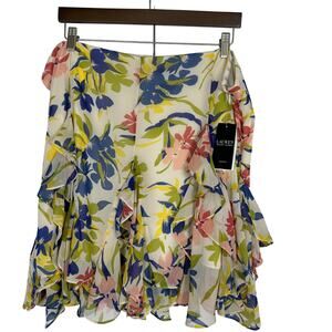 Lauren Ralph Lauren Floral Ruffle Trim Georgette Skirt 18W Feminine Cottagecore